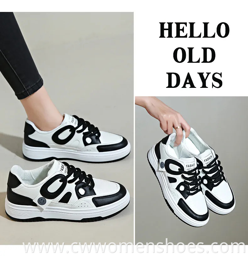 Latest Fashion Flat - Soled Sports Shoes Wholesale Factory. Women's White Casual Shoes. Customizable.